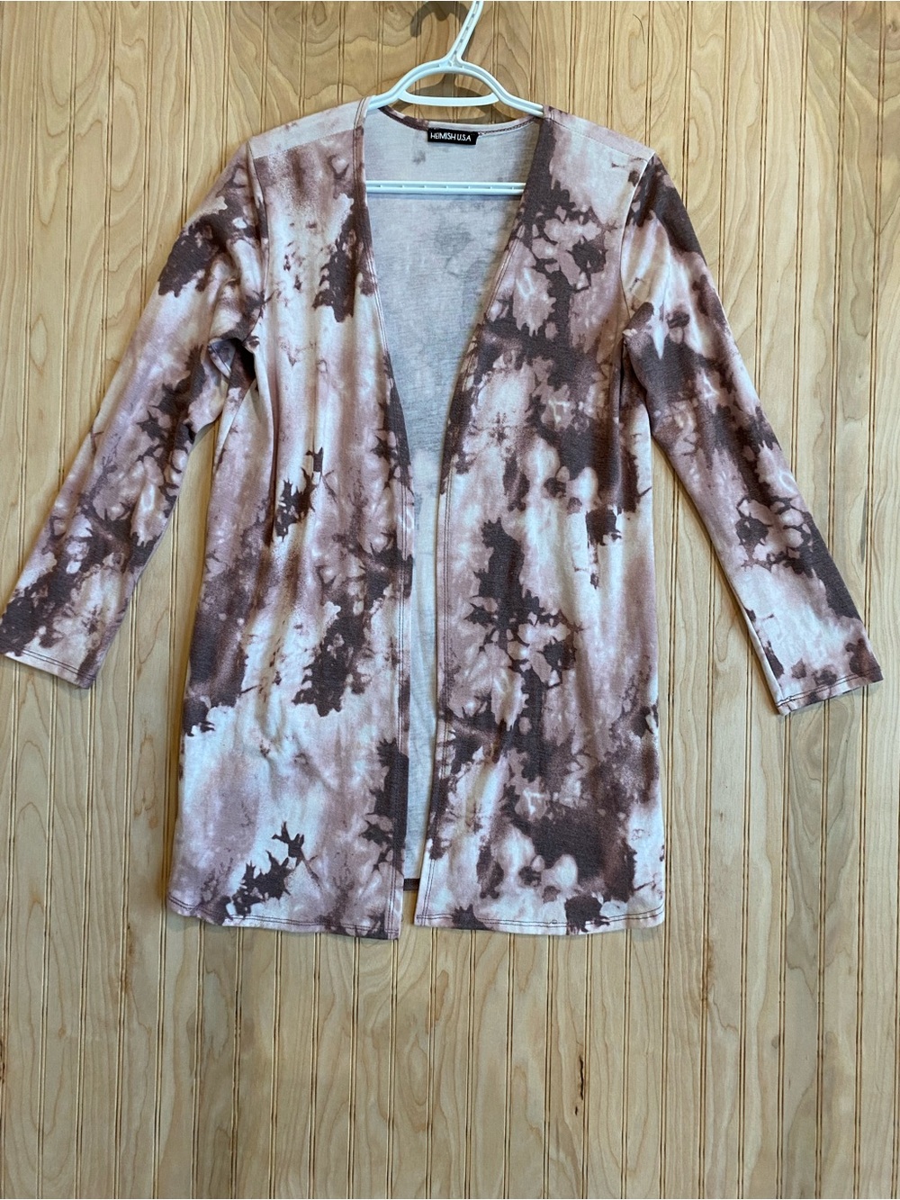 Heimish USA. Brown Tie-Dye Open Cardigan
